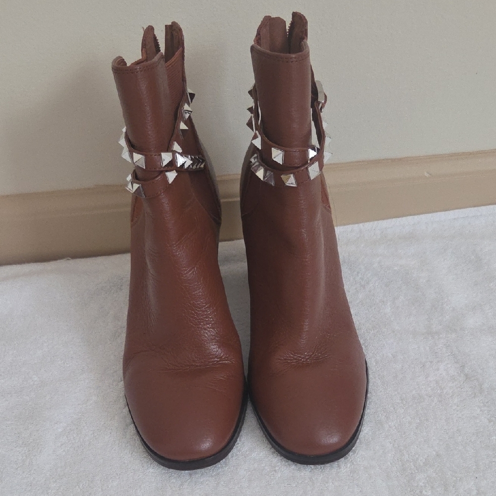 Nine West Brown Ankle Boots with Studded Silver Details